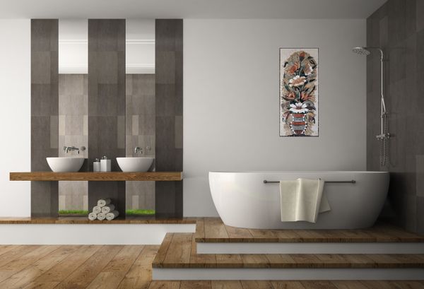 Ваза с цветами, мозаика Установлена