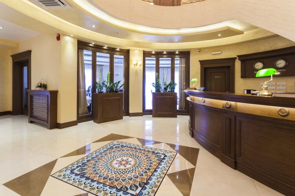 Ornate Gold Rug Mosaic, 87" Installed