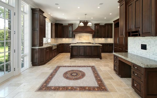 Earthy Rose Patterned Square Rug Mosaic, 79" Installed