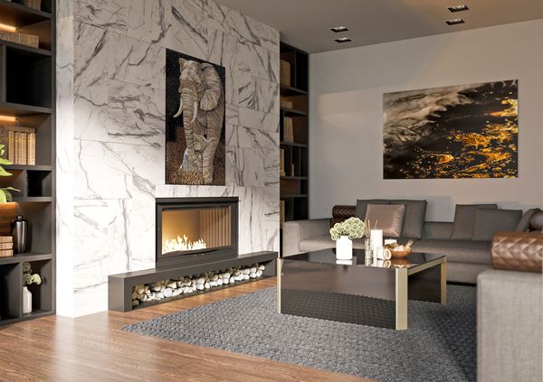 Elephant Embracing Young Calf Mosaic Wall Art Installed