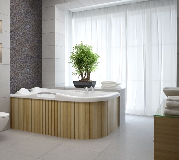 Grey and Mauve Stone Mosaic Tile Installed