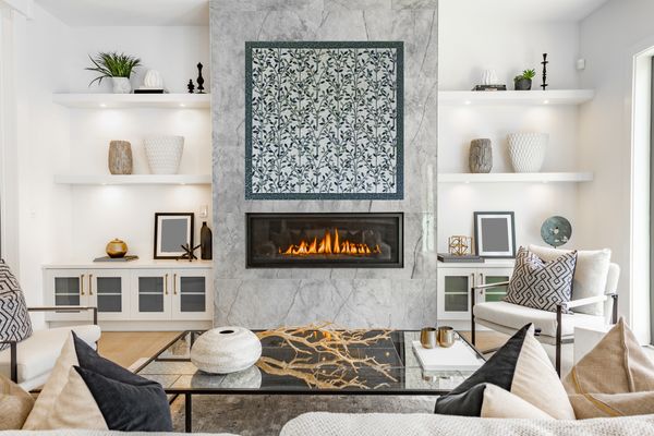 Gerahmtes Blattmuster Mosaik Verlegt