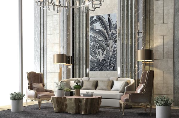 Пальмовые ветви, мозаика Установлена