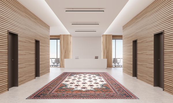 Mosaik Teppich mit roten Blüten Verlegt