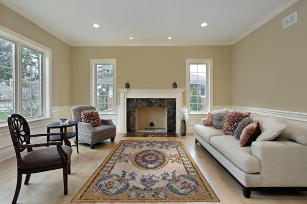 Gold Flower Pot Rug Mosaic Installed