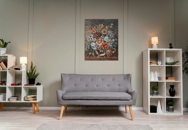 Display of Mixed Flowers Mosaic Installed