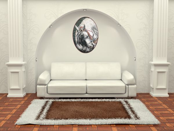 Oval Portrait of a Horse Mosaic Installed