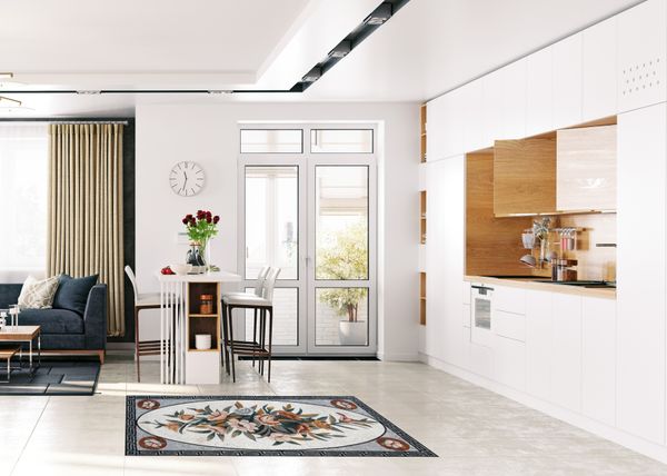 Мозаика с цветами, ковер Установлена