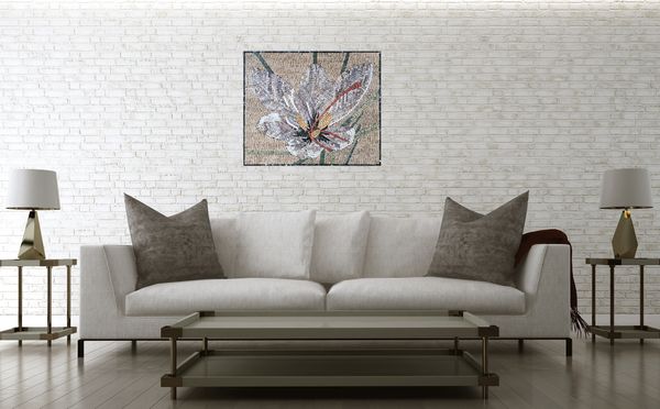 Weißer Hibiskus Mosaik Verlegt