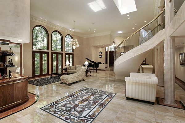 Bronze and Copper Mosaic Rug Installed