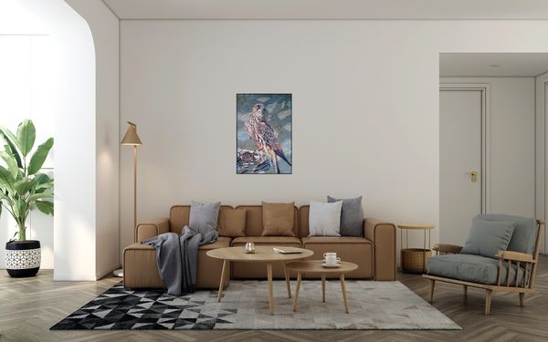 Falcon on Cliff Mosaic, 30"x44" Installed