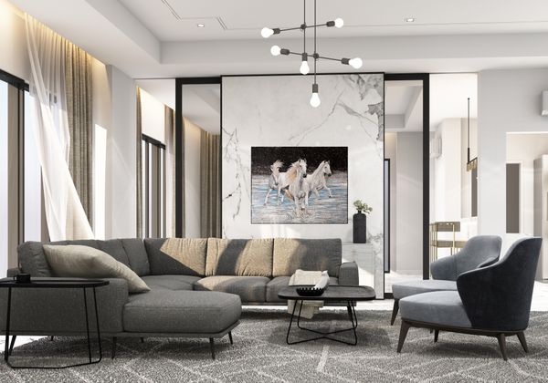 Три белых коня, мозаика Установлена