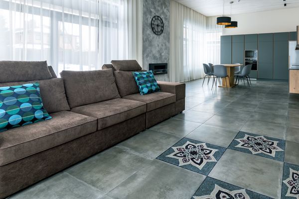 Mosaik Orientalische Blume, 100 cm Verlegt