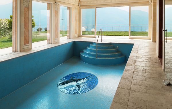 Schwertfisch Mosaik, 100 cm Verlegt