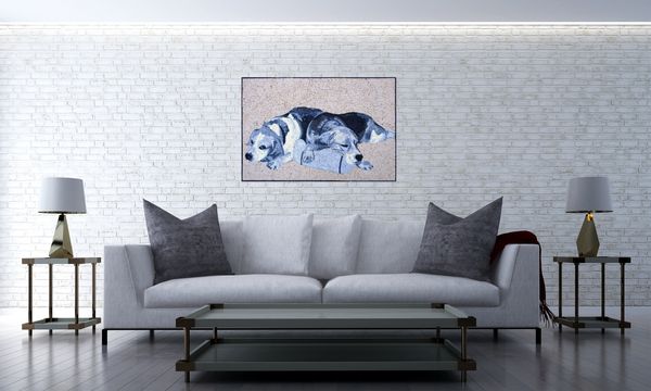 Greyscale Beagles Mosaic Installed