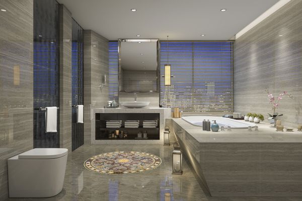 Brown and Gold Forest Floor Inspired Mosaic Tile Installed