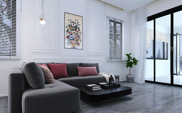 Art Deco Vase with Flowers Mosaic Installed