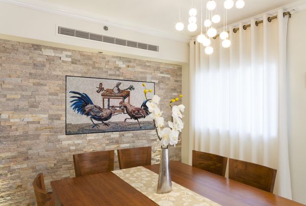 Fighting Roosters Mosaic Installed