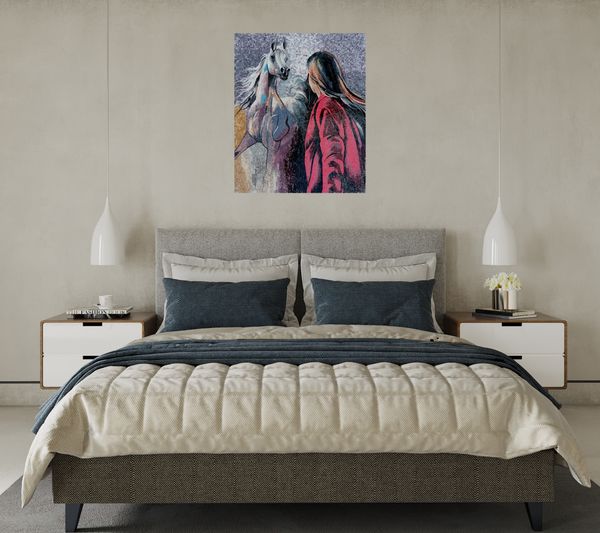 Женщина и лошадь, мозаика Установлена