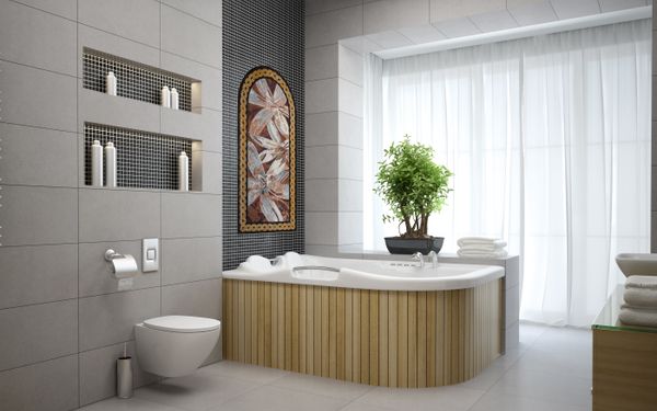 Arched Lilies Mosaic Installed