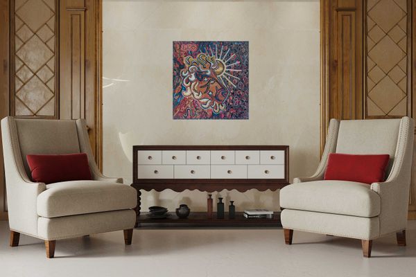 Colorful Leo Zodiac Mosaic Wall Art Installed