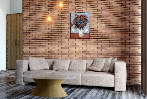 Mohnblumen in Vase Mosaik Verlegt