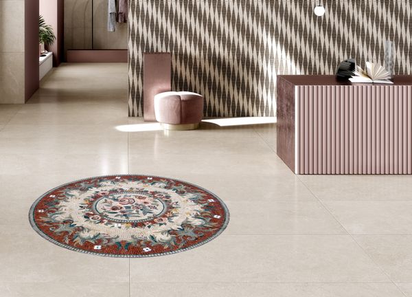 Round Ruby Red Mosaic, 71" Installed