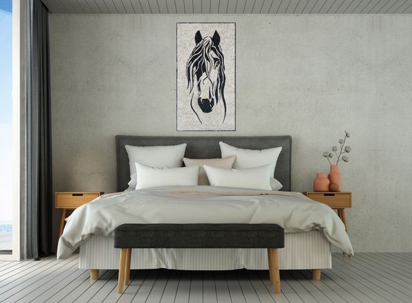 Horse Sketch Mosaic, 24"x48" Installed