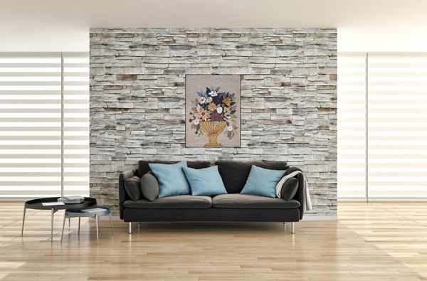 Embossed Flower Display Mosaic Installed