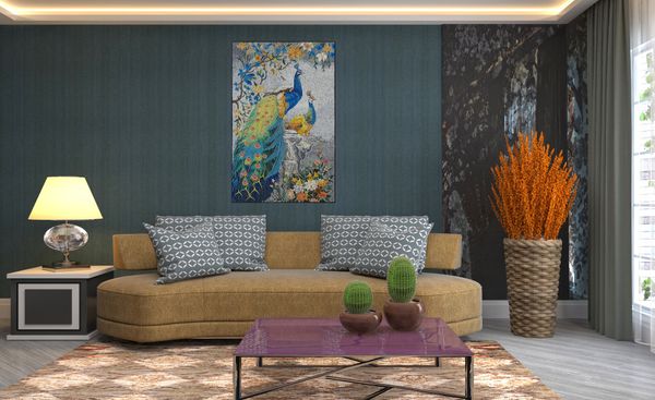 Elegant Peacocks and Flowers Mosaic Установлена