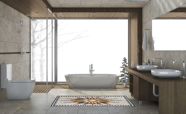 Sunburst Rug Mosaic Installed