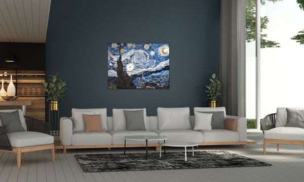 The Starry Night Reproduction Mosaic, 63"x48" Installed