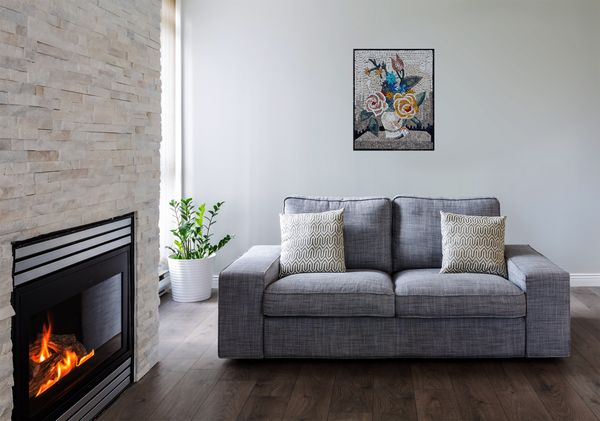 Букет Ваза Цветы Мозаика Установлена