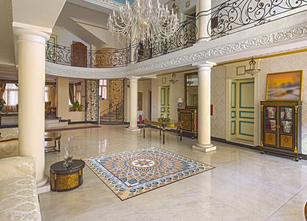 Ornate Gold Rug Mosaic, 87" Installed