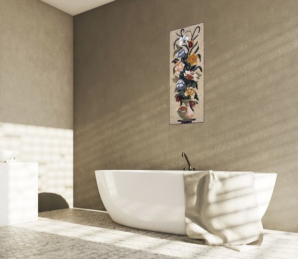 Flowers in a Curved Vase Mosaic Installed