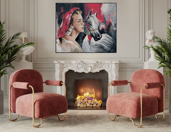 Женщина с арабским скакуном, мозаика Установлена