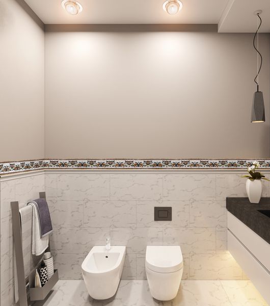 Pattern Mosaic Bathroom Border Tile Design 12 40 X10 Natural - Bathroom Border Designs