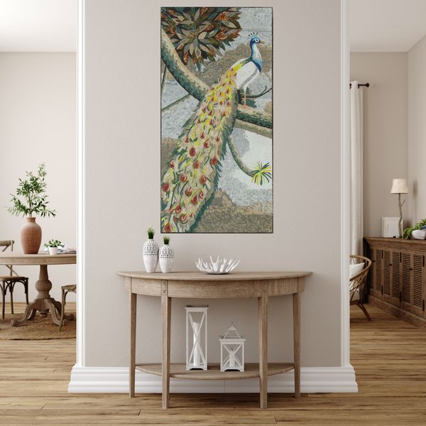Pfau auf Ast Mosaik Verlegt