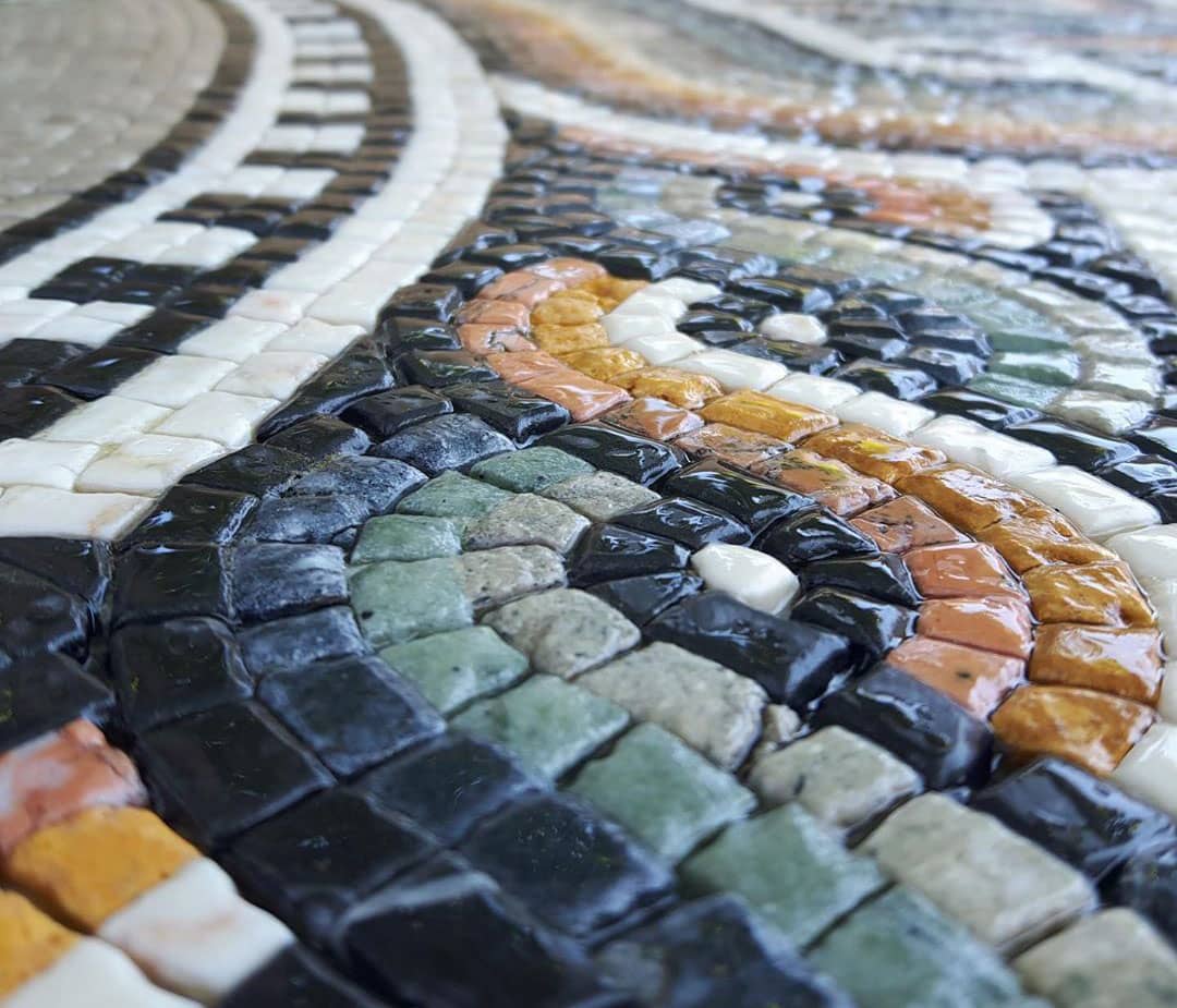 Handmade Mosaics Mosaic Wall Art Floor Inlay By Mozaico 48 x 48 Mosaic Designs Mosaic Artwork Waves & Fish Nautical Geometric Mosaic Art